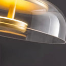 pendente italiano moderno, lustre pendente vidro fumê, pendente âmbar luxo, pendente transparente moderno, lustre design italiano, pendente meia lua vidro, pendente moderno sofisticado, iluminação gourmet moderna, pendente luxo contemporâneo, lustre pendente cozinha moderna, pendente minimalista vidro, pendente LEDZ mezza luna