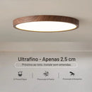 plafon ultra slim led, plafon madeira escura teto, luminaria teto minimalista moderna, plafon 30cm 40cm 50cm, plafon led circular madeira, luminaria teto rente ao teto, plafon fechado anti insetos, plafon slim moderno quarto sala, iluminação clean teto, plafon LEDZ madeira wall nut