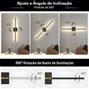 arandela sem fio, arandela recarregável, luminária sem fio, luminária recarregável, arandela de parede sem fio, arandela LED recarregável, luminária de parede LED, arandela moderna, arandela minimalista, arandela preta, arandela preta e dourada, arandela linear, arandela longa, arandela 70 cm, arandela 90 cm, arandela 110 cm, arandela articulada, arandela rotacionável, arandela 360 graus, arandela para espelho, luminária para espelho, arandela para banheiro, arandela para lavabo, iluminação para espelho, ar