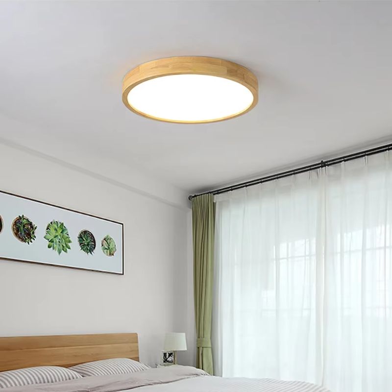 Luminária de Teto Plafon Ultra Slim Led - Circular  - Cor Madeira