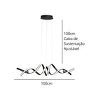 Lustre Pendente Moderno  Minimalista Miraggio LEDZ - Com Controle Remoto - 100cm