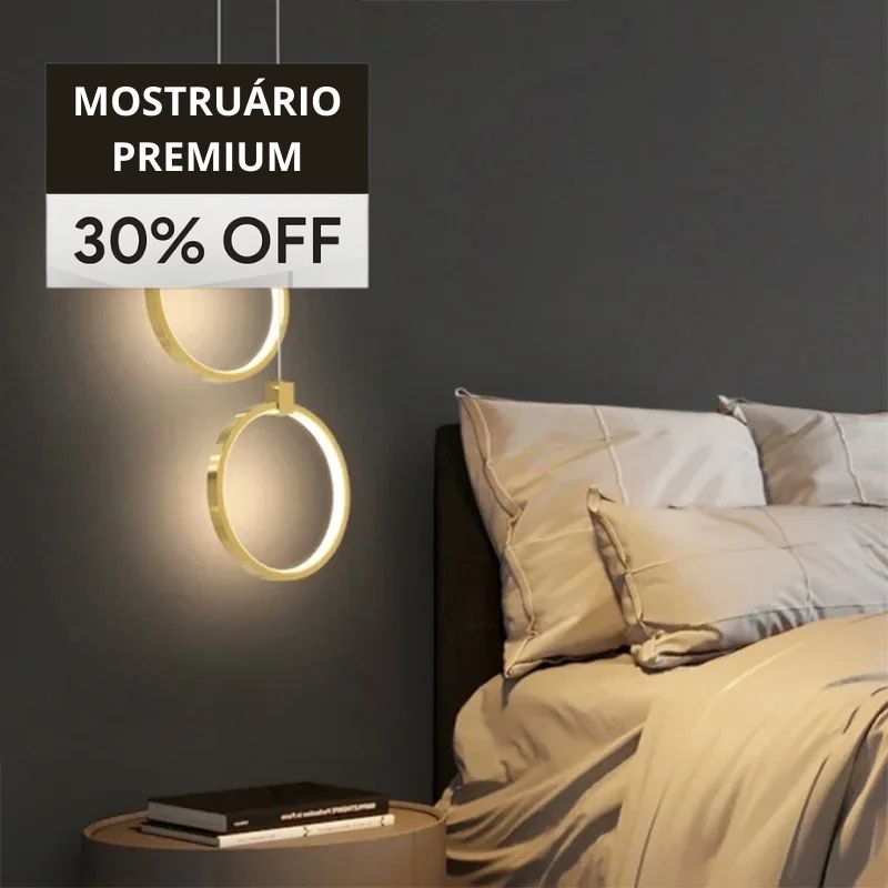 Últimas Unidades – 30% OFF | Lustre Pendente Moderno Anel Led - Dourado 20cm